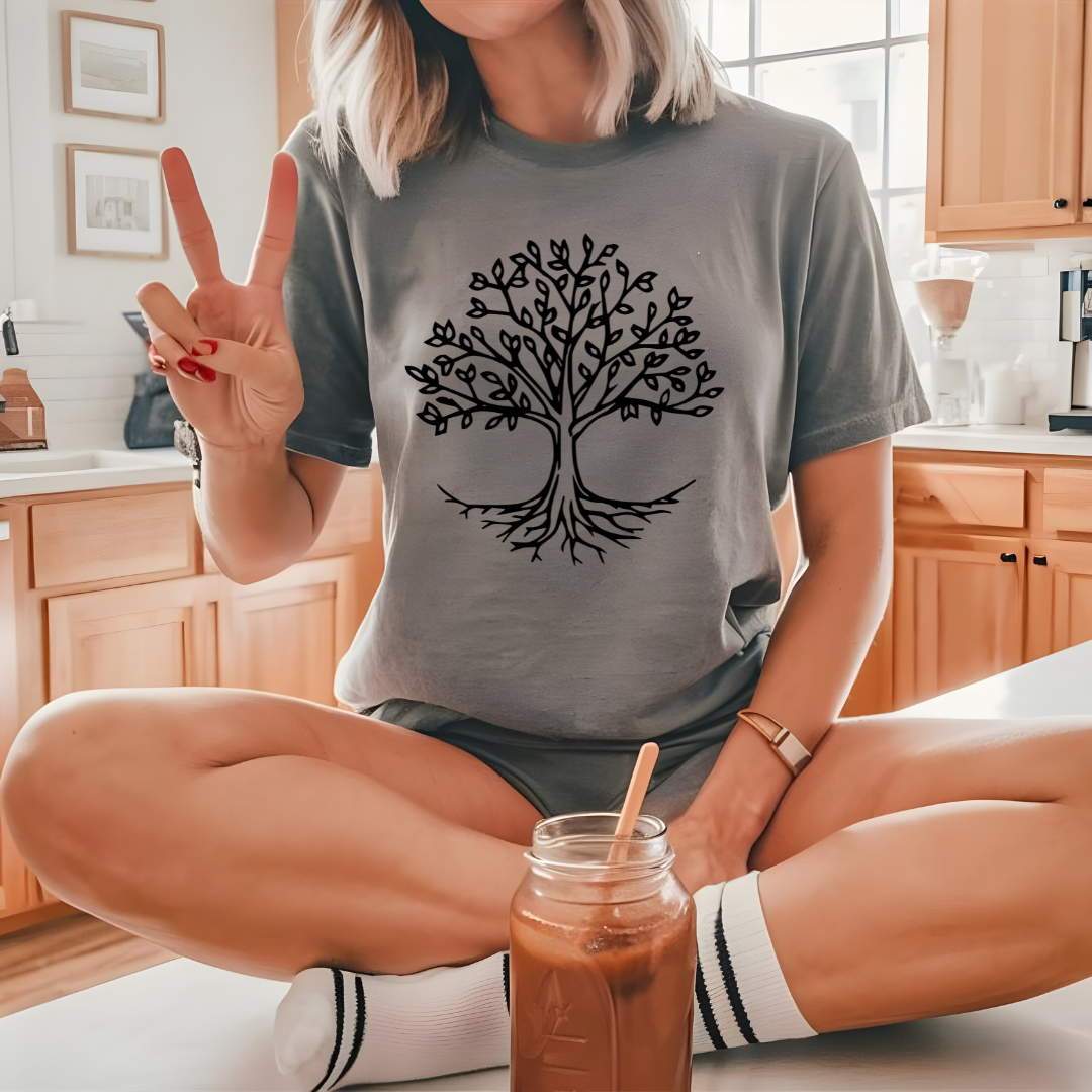 Minimal Line Art Tree T-Shirt